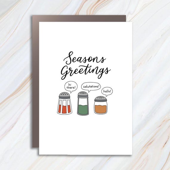 Funny Christmas Card With Salt And Pepper Shaker Puns - Seasons Greetings Humor C703