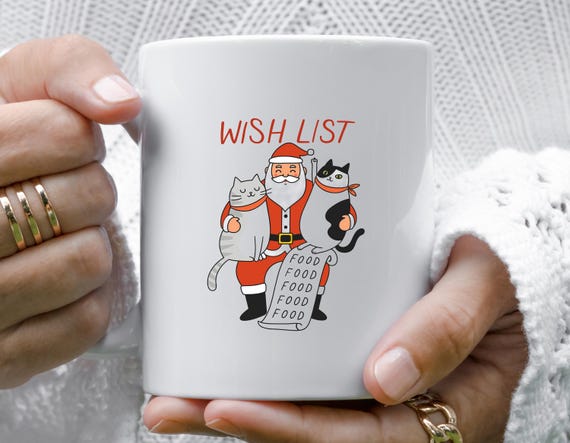 Funny Christmas Mug - All I Want For Christmas Is Food - Cat Mom Dad Holiday Mug M705