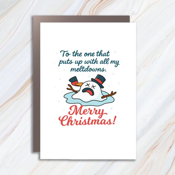 Funny Christmas Card For Boyfriend: Melting Snowman Humor Holiday Card C708