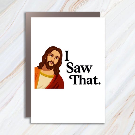 I Saw That Funny Jesus Card 2025 Christmas Card Stocking Stuffer Secret Santa Gift Exchange White Elephant C715