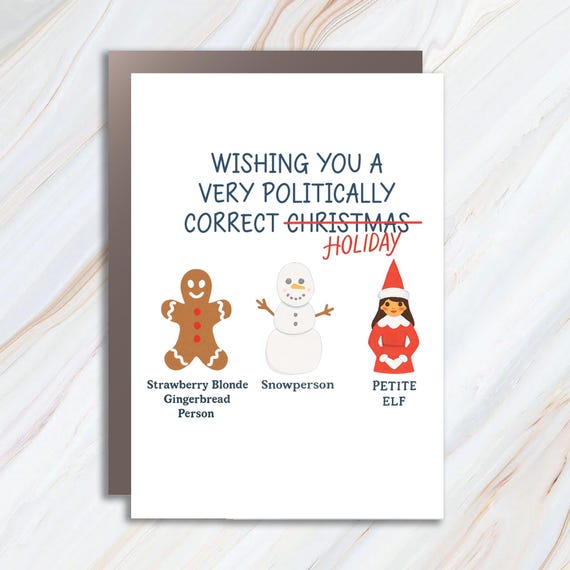 Funny Politically Correct Christmas Card For Holiday Cheer C717