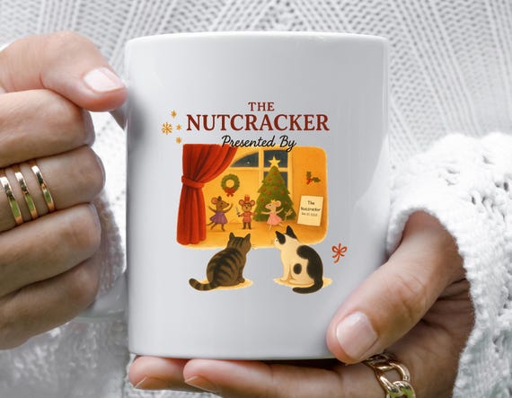 Funny Cats Christmas Mug: Nutcracker Ballet Watercolor Art M719