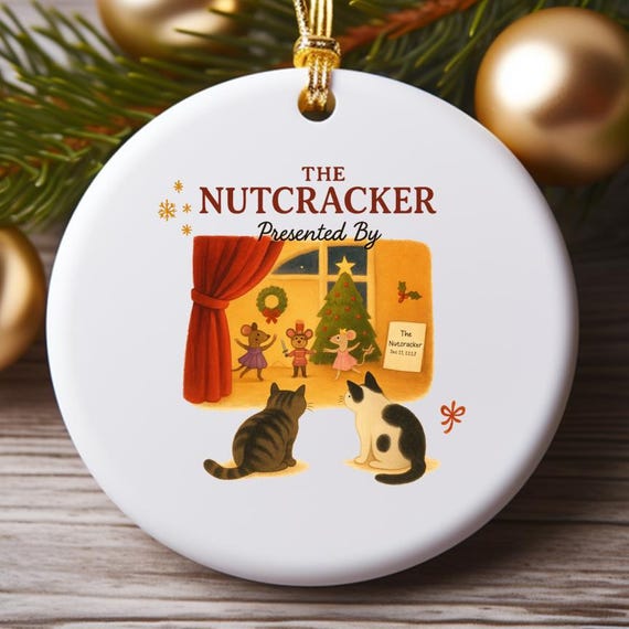 Funny Cats Ornaments: Nutcracker Ballet Watercolor Art Christmas Decoration O719