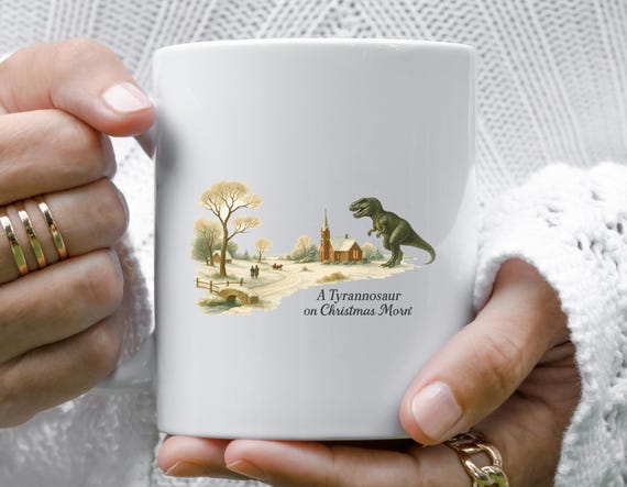 Dinosaur Christmas Mug, Tyrannosaurus Rex Holiday Mug, Funny M720