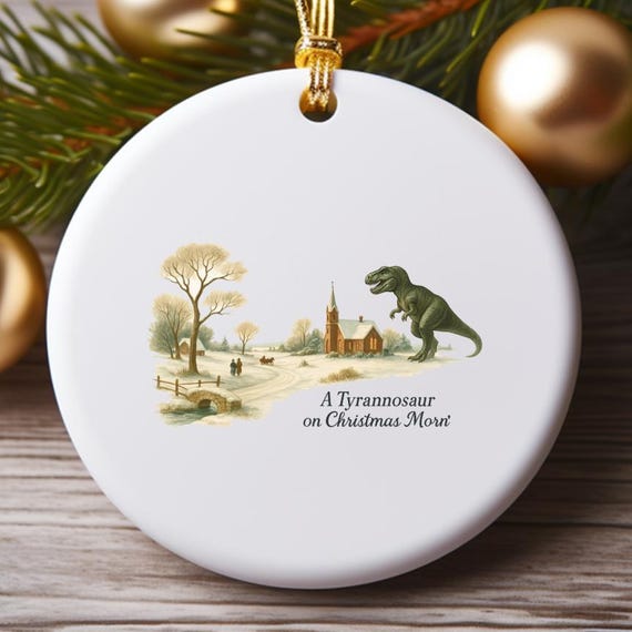 Dinosaur Christmas Ornament, Tyrannosaurus Rex Holiday Decor O720
