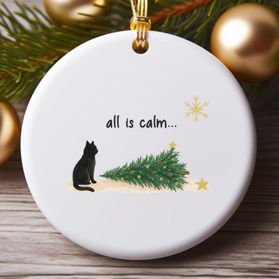 Funny Black Cat Christmas Ornaments, Whimsical Holiday Ornaments, Minimalist Cat Lover Ornaments O722