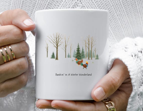 Merry Christmas Chicken Mug - Funny Holiday Design With Chickens In Winter Wonderland M724