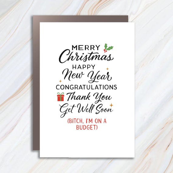 Funny Christmas Card For Coworker: Sarcastic Holiday Humor With Budget-Friendly Message C726