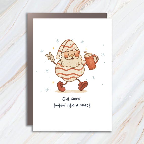 Funny Christmas Card, Lookin Like A Snack, Whimsical Candy Cane, Xmas Humor, Festive Holiday Card C728