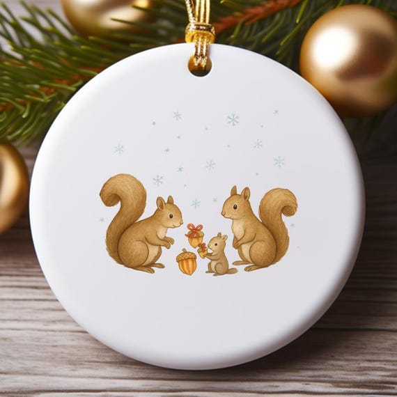 Squirrel Christmas Ornaments With Gift Wrapped Presents Cute Holiday Decor O731