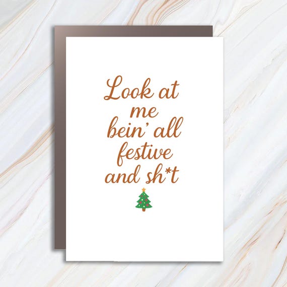 Funny Christmas Card: Sarcastic Holiday Festive Greeting With Christmas Tree C736