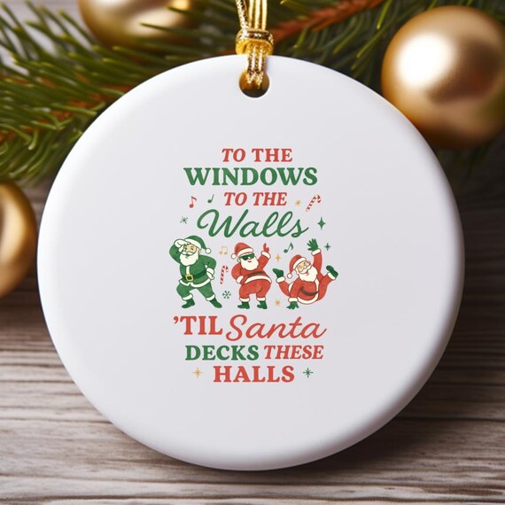 Funny Christmas Ornament, Dancing Santa Holiday Decoration, Retro Festive Ornament, Holiday Season Decor O765