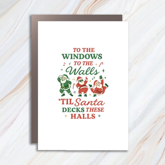 Funny Christmas Card, Dancing Santa Holiday Card, Retro Festive Greeting, Holiday Season Card C765