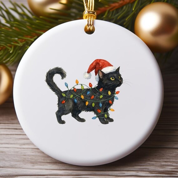 Cute Cat Christmas Ornament, Cat Mom Holiday Decor, Funny Christmas Cat Lover Gift O767