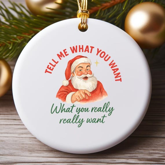 Funny Christmas Santa Ornament, Tell Me What You Want Funny Xmas Ornament, Cute Santa Claus Decoration O772