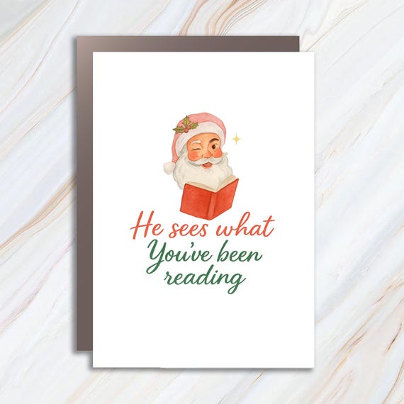 Funny Bookish Card, Christmas Card For Book Lovers, Spicy TBR List 2025, Holiday Book Club Card C773