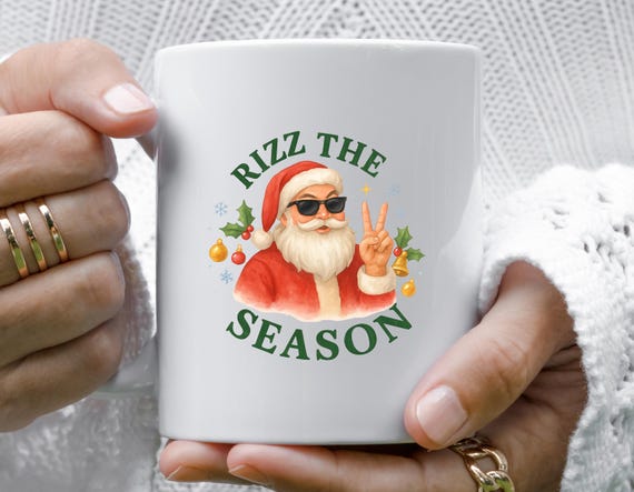 Rizz The Season Mug, Merry Rizzmas Mug, W Rizz Christmas Mug, Funny Santa Rizzler Mug, Holiday Rizz Mug M774