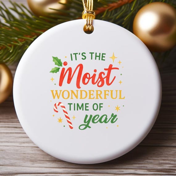 It's The MOIST Wonderful Time Of The Year! Funny Christmas Ornament, Moist Word Humor, Hilarious Holiday Decor O775