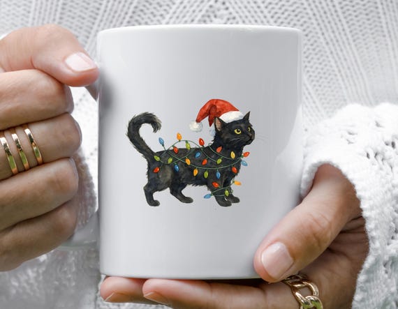 Cute Cat Christmas Mug, Cat Mom Holiday Gift, Funny Christmas Cat Mug, Cat Lover Gift M767