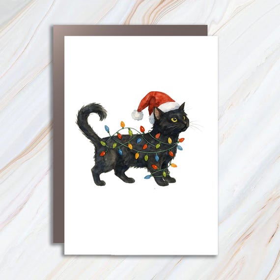 Cute Cat Christmas Card, Funny Holiday Card For Cat Moms, Cat Lover Christmas Greeting C767