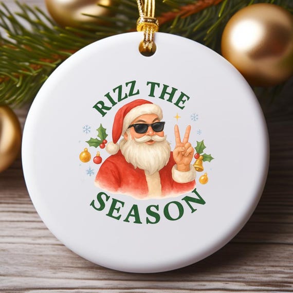 Rizz The Season Ornament, Merry Rizzmas Ornament, W Rizz Christmas, Rizzler Santa Claus, Funny Santa Decoration O774