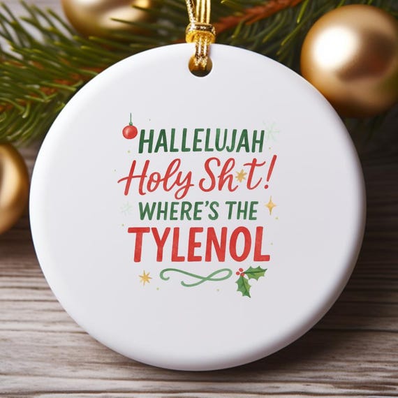 Funny Christmas Ornaments, Hallelujah Holy Shit Holiday Decor, Festive Moose Design Ornament O779
