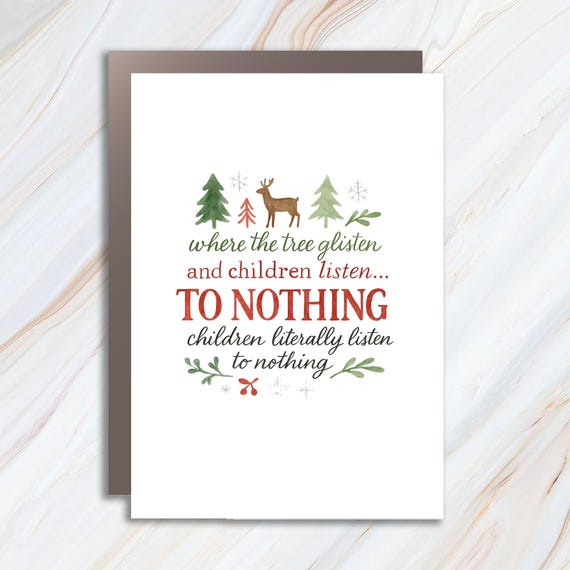 Funny Christmas Card, Kids Don't Listen Card, Mom And Dad Card, Family Holiday Humor, Joke Card For Parents C782