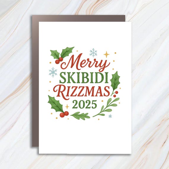 Merry Skibidi Rizzmas Card, Funny Christmas Card, 2025 Ohio Skibidi Rizz, 2026 Holiday Card C794