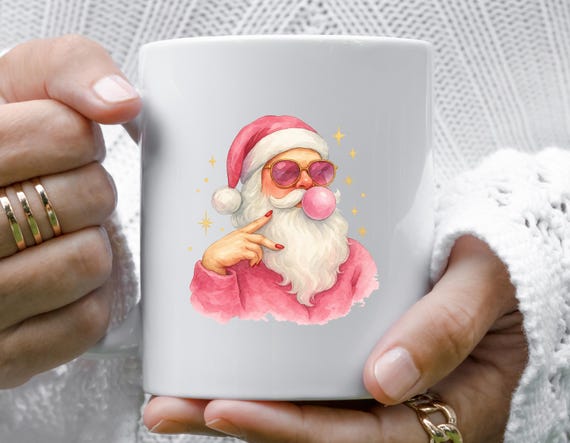Santa Blowing Bubble Christmas Mug, Funny Holiday Mug, Festive Santa Mug M799