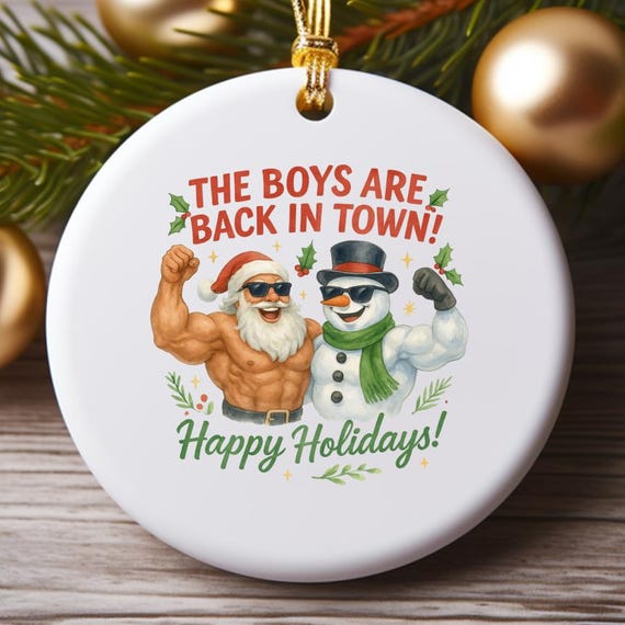 Funny Santa And Snowman Ornaments: The Boys Are Back In Town Holiday Decor O797