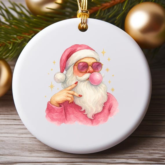 Santa Blowing Bubble Ornament, Funny Christmas Santa Ornament, Humorous Holiday Decor O799