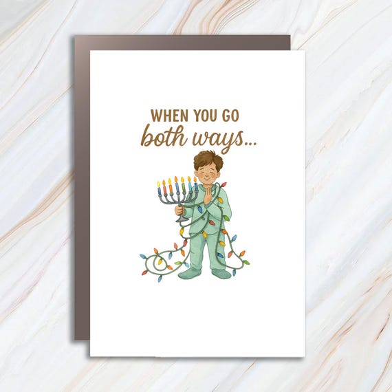 Both Ways Chrismukkah Card, Christmas Card, Jewish Christmas Card, Interfaith Holiday Card, Funny Greeting Card C805