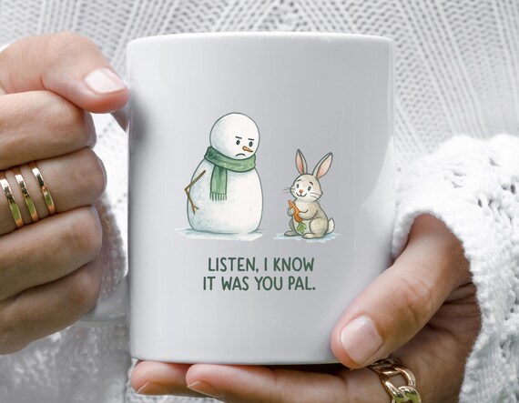 Snowman And Rabbit Funny Christmas Mug - Holiday Humor Coffee Cup M808