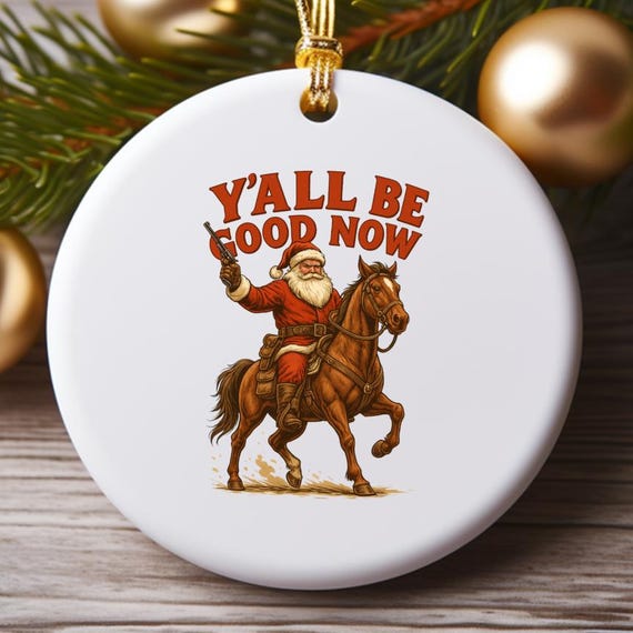 Funny Santa Cowboy Ornament, Southern Santa Claus Holiday Decoration, Unisex Christmas Ornament O818
