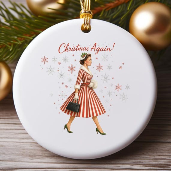 Christmas Again Ornaments With Red And White Stripes Green Purse Snowflakes O822