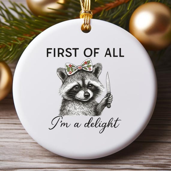 Funny Raccoon Ornament, Raccoon Christmas Ornament, Meme Ornament, Trashcore Raccoon Gift, White Elephant Gift O823