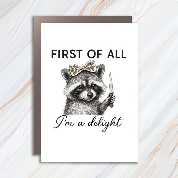 Funny Raccoon Christmas Card, Meme Card, Trashcore Raccoon Gift, White Elephant Card, Funny Holiday Card C823