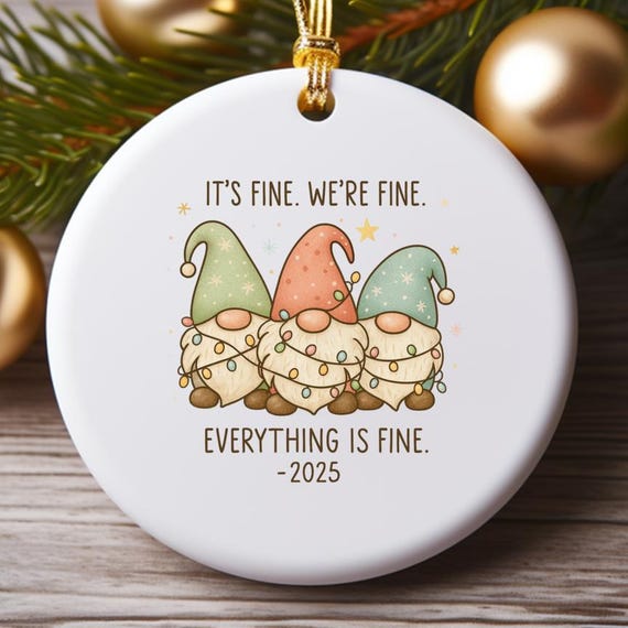Funny Christmas Ornament, It's Fine We're Fine Everything Is Fine, Gnomes Ornament 2025, Holiday Decor O827