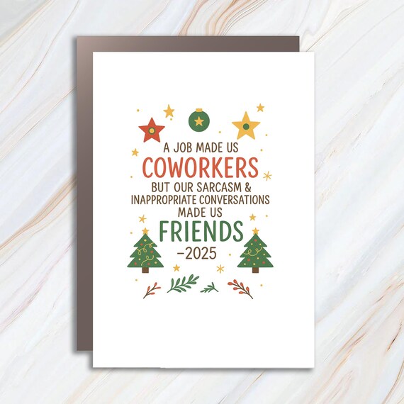 Coworker Christmas Card Best Friend A Job Made Us Coworkers Work Bestie Friends Holiday Card C828