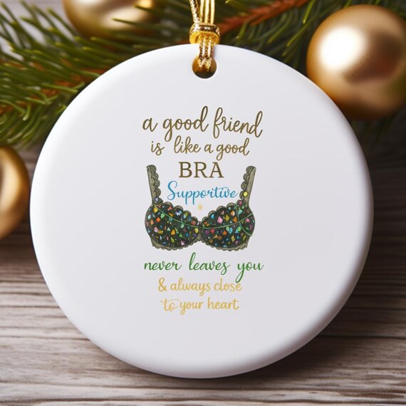 Best Friend Birthday Gift, Funny Friendship Christmas Ornament, Good Friend Is Like A Bra, Supportive Ornament O831