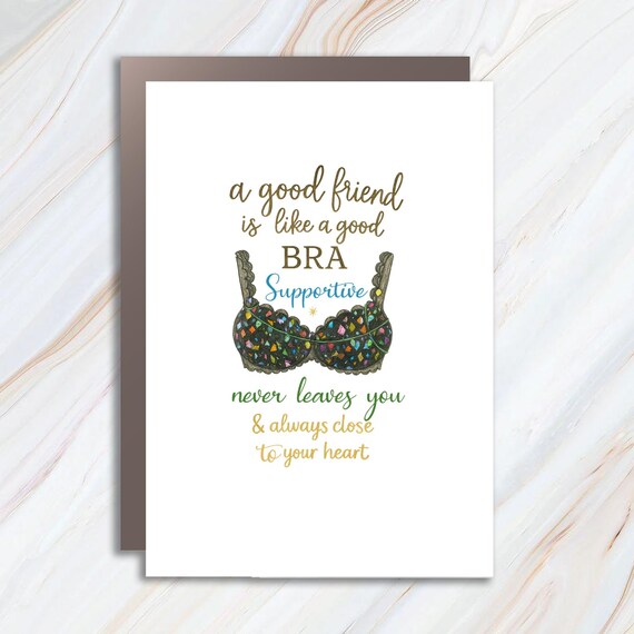 Best Friend Card, Birthday Card, Friendship Card, Good Friend Is Like A Bra, Funny Friendship Card C831