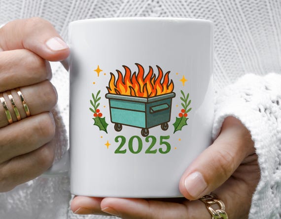 Funny Christmas Mug, Dumpster Fire Gag Gift, Office Party Secret Santa White Elephant 2025 Mug For Him M834