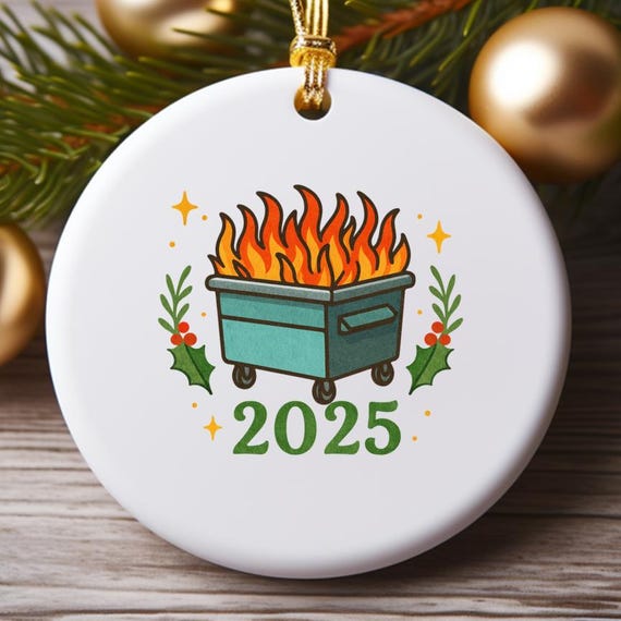 Funny Christmas Ornaments, Dumpster Fire Ornament, Gag Gift For Office Party, Secret Santa White Elephant 2025 O834