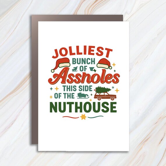 Jolliest Bunch Christmas Card: Funny Xmas Card For Holiday Cheer C841