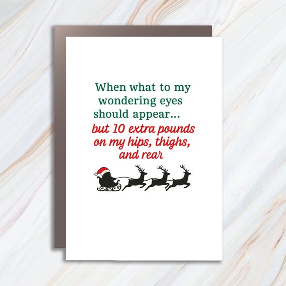 Funny Christmas Card With Poem , When What To My Wondering Eyes Should Appear , Xmas Card For Friends Coworkers C869