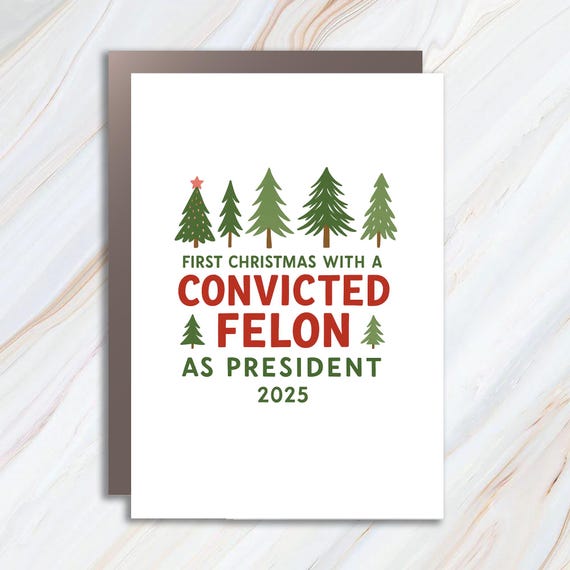 Anti Trump Card, Funny Political Ornament, 2025 Xmas Inauguration, Fuck Trump Antifascist Leftist Gift C872