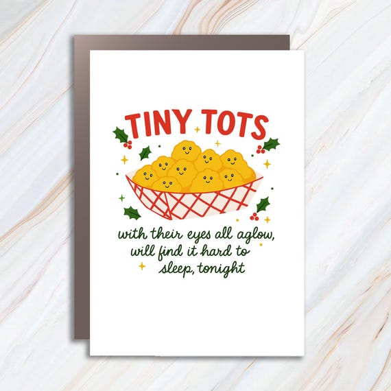 Funny Tater Tot Christmas Card | Unique Holiday Greeting C870