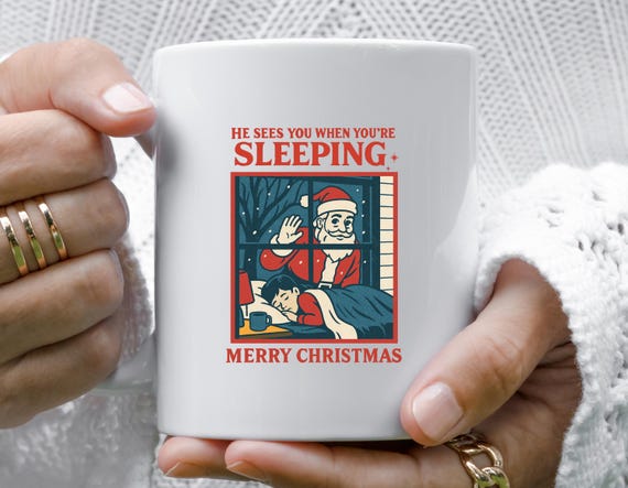 Vintage Creepy Santa Claus Mug, Ugly Christmas Party, Funny Retro 90s Graphic M874