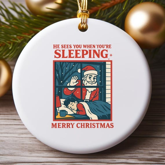 Vintage Creepy Santa Claus Ornament, Ugly Christmas Party Decor, Funny Retro 90s Graphic O874