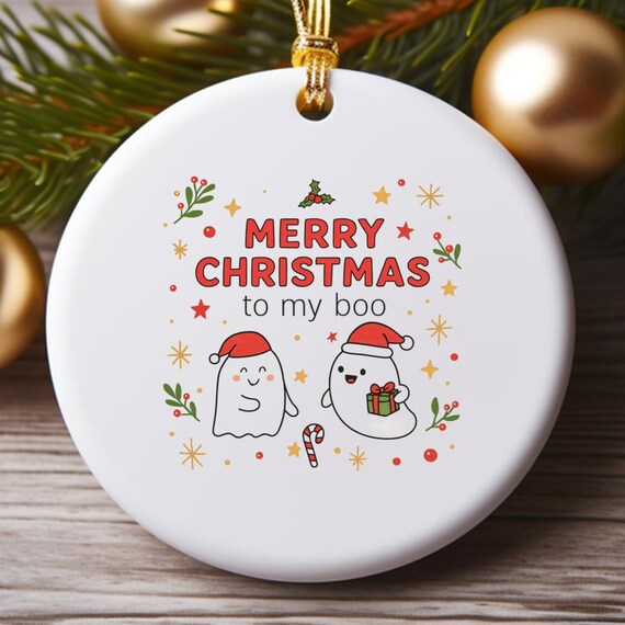 Funny Ghost Christmas Ornament: 'Merry Christmas To My Boo' Holiday Decoration O878